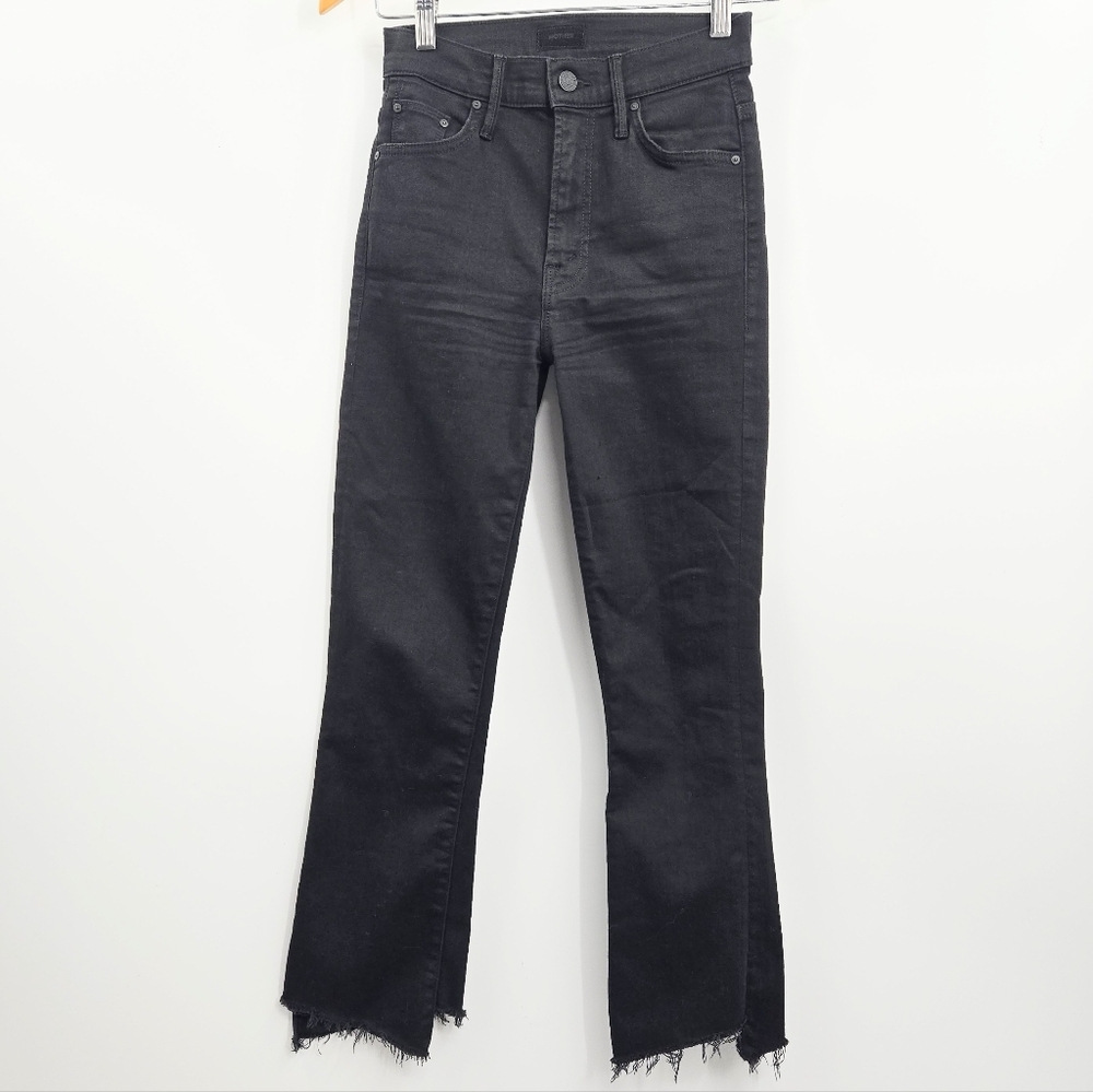 Mother Insider Crop Step Fray Not Guilty Black Denim - Picture 2 of 16
